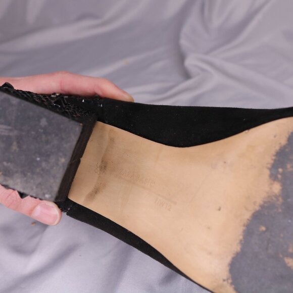 Zara Black Studded Embellished Block Heel Ankle Boots Booties Size 38 - Picture 14 of 14